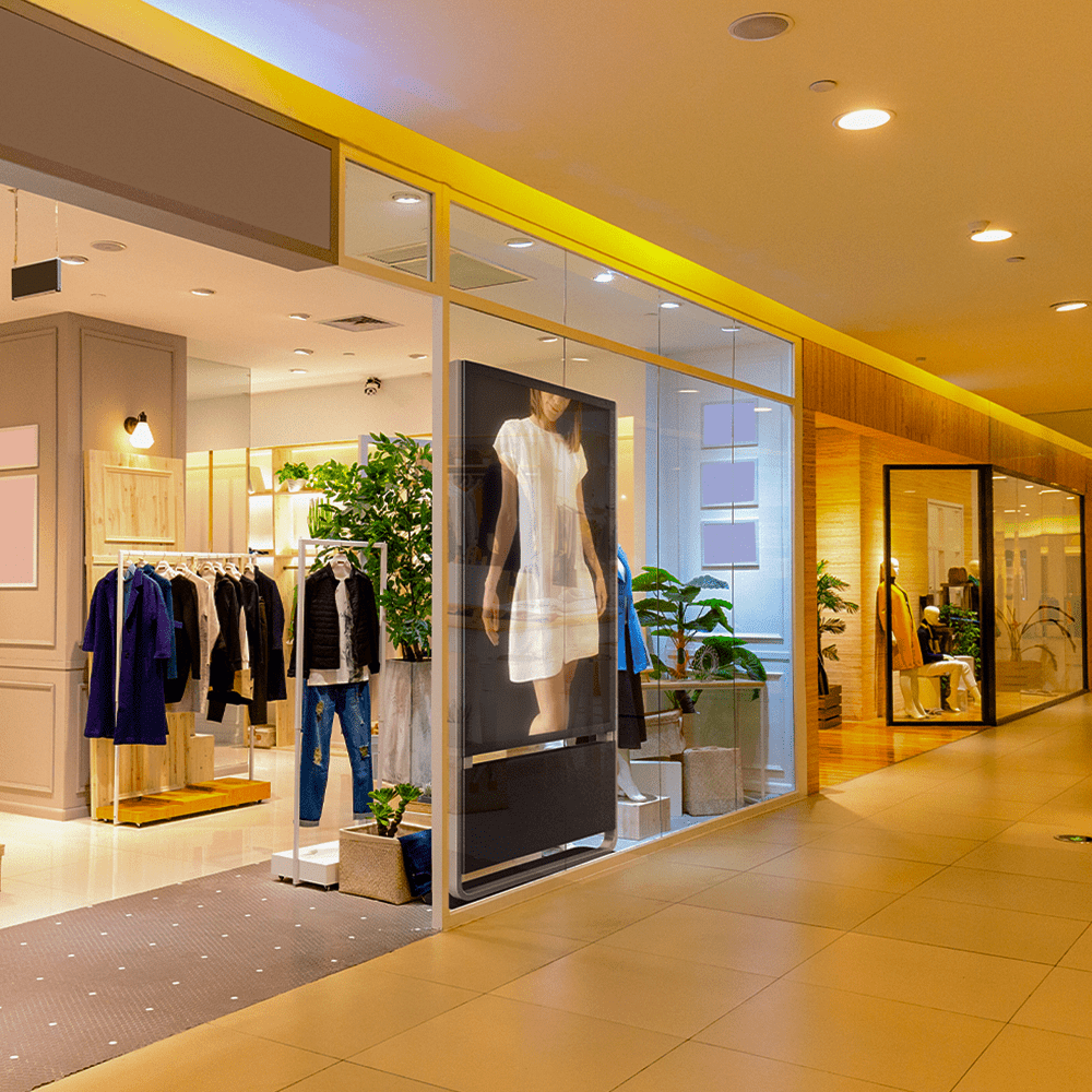 Totem pour vitrines Summit WindowShop par Vision Plus Totem pour vitrines Summit WindowShop par Vision Plus